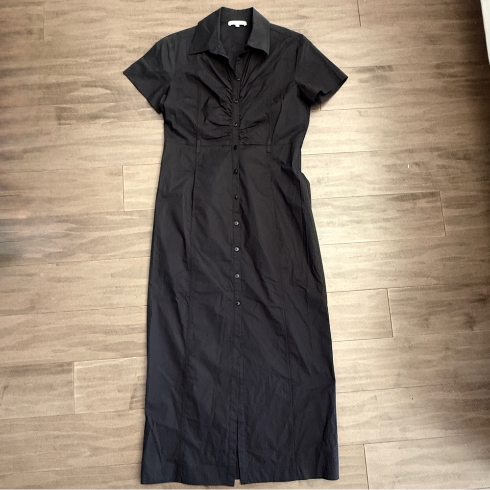 Patrizia Pepe Long Black Button-Down Shirt Dress 42, size 6 Italy
